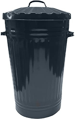 45L Grey Metal Dustbin Retro Bin Vintage Style Kitchen Bin with Lid Ideal for Kitchen, Animal Feed and more - Suitable for Indoor or Outdoor - Charcoal Grey - Classic Bin - 45L