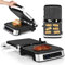 ZEEGMA Grill Chef Elektrischer Kontaktgrill und Sandwichtoaster 2100W, herausnehmbare Heizplatten, 2in1, 180 ° klappbar, ILAG-Antihaftbeschichtung, Tropfschale, akustische Benachrichtigungen (GREY)