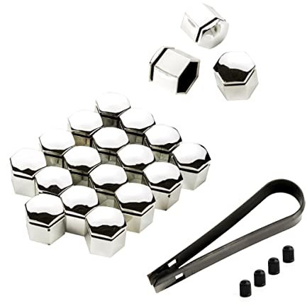 LST 20x Radschraube Abdeckkappen Sechskant Felgen Kappen Set 19 mm chromfarben