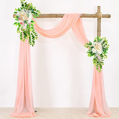 Hochzeit Vorhang Hochzeitsbogen Drapierstoff 1 Bogenvorhänge für Hochzeit + 2 Künstliche Blumen,Hochtzeit Querbehang Tüll Hintergrund Vorhänge für Zeremonie, Party, Himmelbett Dekor Stil C 75x300 cm
