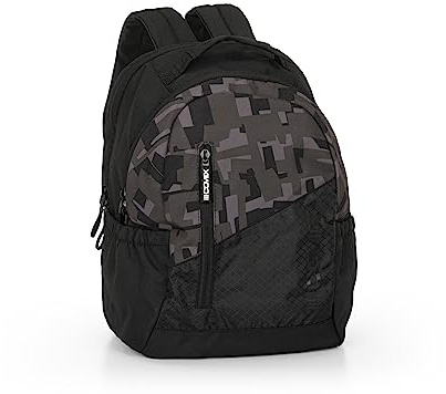 Comix Tween Rucksack Urban Mittelschule, Ober- und Grundschule mit Gesäßtasche für Laptop und Tablet, mit Reißverschluss und verstellbaren Schultergurten, Schwarz Camo, 30x41x19 cm