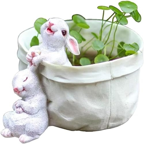 LAVAMI Blumentöpfe, Garten-Übertopf, Blumentopf, Ostern, Hase, Ostern, Sukkulenten-Übertopf, Gartentopf, dekorative Pflanztöpfe for Ostern, Kunstdekoration