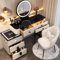 AMZSEW Vanity Desk set,Makeup Dressing Table with Lighted Mirror,Vanity Table with Drawers and Stool,Vanity Set with Storage Shelves,Bedroom Dressing Tables for Girls (100cmWHITE)