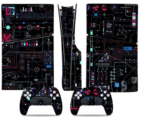 Peau Distance Console Pour PS5 Slim Skin Disc Edition & Pour PS5 Slim Skin Digital Edition Console Et Contrôleur Vinyl Cover Skins Wraps Scratch Resistant Compatible 48211 Cadeau D'enveloppements Skin