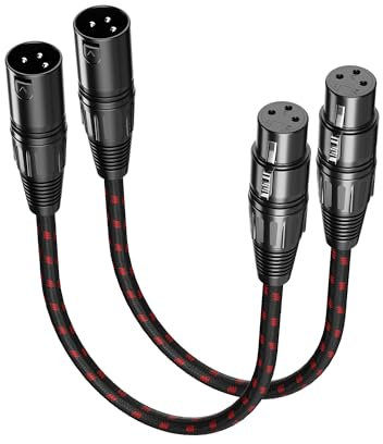 VANDESAIL XLR Cable Short, Mic Cord 1 ft 2 Pack, All Length from 6inch to 100ft, Braided Balanced Microphone Cable Male to Female 3 Pin Connector for Microphones, Mixer, XLR Speaker