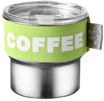 Genérico Termo Café para Llevar Pequeño 400ml Taza de Café de Acero Inoxidable Vaso Termo Cafe para Llevar Reutilizables Vaso Termico con Tapa Antigoteo para Coche (verde)