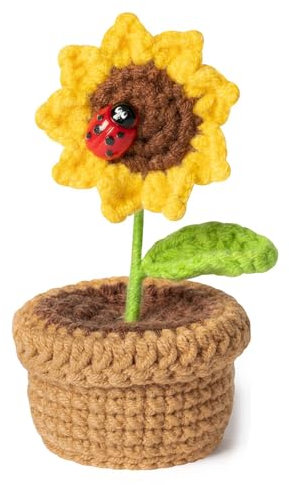 Vikrami lighting Sonnenblumen HäKelblumen, Sonnenblumens Kunstpflanze, Geschenke für Frauen, Mini-Handgefertigte Emotionale Unterstützung, Gestrickte Sonnenblumen