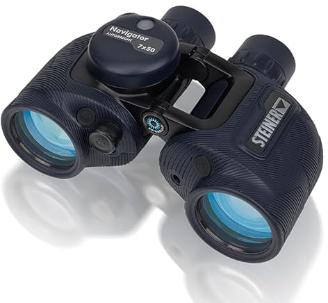 STEINER Marine-Fernglas Navigator Autobright 7x50c - Reduktion von Blendungen durch Wasser und Sonne, HD-stabilisierter Kompass, deutsche Qualitätsoptik, gemacht für Wassersportler und Hobbbysegler