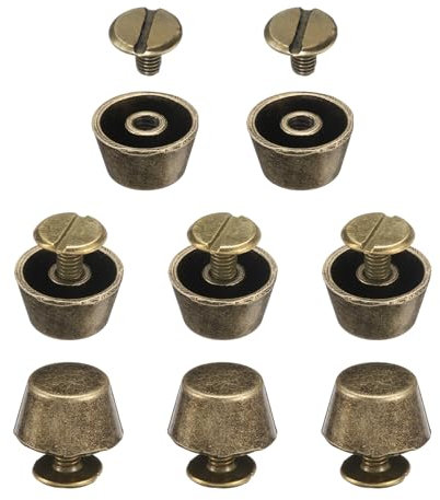 sourcing map 8 Set Rivets Stud Handbag Purse Feet 1/2 Flat Head Studs Screw Back Spikes Alloy Rivets Buckle Leathercraft for Leather Bag Totes Clothing DIY, Bronze