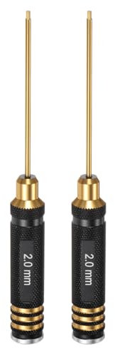 sourcing map 2pcs RC Hex Screwdriver 2mm Titanium Hexagon Screwdrivers Wrench Steel RC Hex Driver Repair Tool for RC Models Car Helicopter Boat