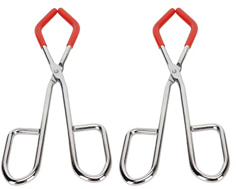 Becherzange aus Stahl, Gummibeschichtete Laborzange mit Starkem Griff, Rostfreie Enden, Packung mit Zwei Kleinen Becherzangen, Ideal für Labor, Naturwissenschaftlichen
