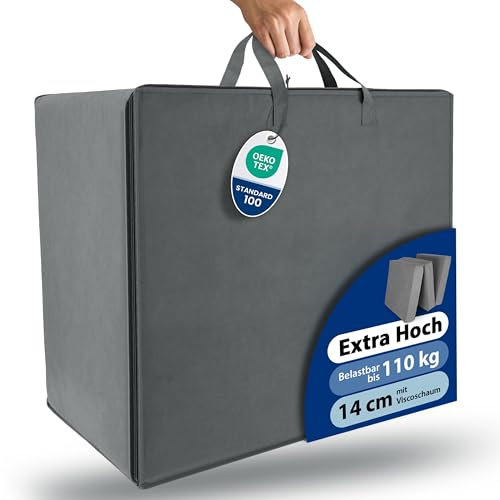 Beautissu Große Aufbewahrungstasche für Bettdecken, Kopfkissen, Klappmatratze 250 Liter – 67x90x42 cm – Bettzeug Aufbewahrungstasche Gartenauflagen Kleideraufbewahrung – Robuste Tragetasche Grau