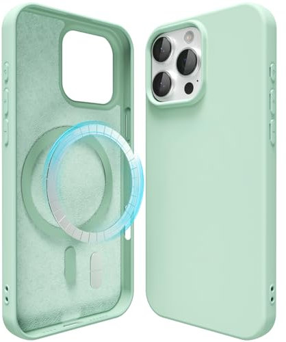 oakxco Silicone Case for iPhone 16 Pro Compatible with Magsafe Magnetic Wireless Charging, Slim Thin Soft Rubber Gel with Magnet, Matte TPU Mag Cover for Women Men, Mint Green