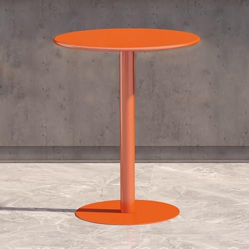 Runder Bartisch mit stabilem Sockel für kleine Küche, Esszimmer, höhenverstellbarer Kneipentisch für Kaffeesprechungen und Konferenzen, Orange