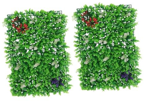 2 Piezas De Pared Verde Artificial, Decoración Al Aire Libre, Paneles De Pared De Césped Artificial, Cobertura, Pantalla De Valla De Privacidad De Jardín De Césped Simulado Con Flores De Agave