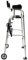Folding Walker Aluminium Alloy Upright Walker Adjustable Upright Rolling Walker with Arm Support Resting Seat and 2 Wheels Max Capacity 220 lbs for People with Reduced Mobility