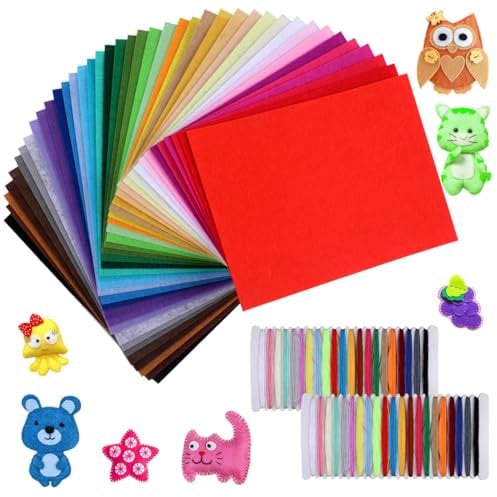 moinkerin Bastelfilz 40 Stücke Filzstoff 20X15CM Filz zum Basteln für DIY Projekt Felt Fabric für Kinder Starterset Filzplatten für Handwerk Nähen Manual Decoration Bunte