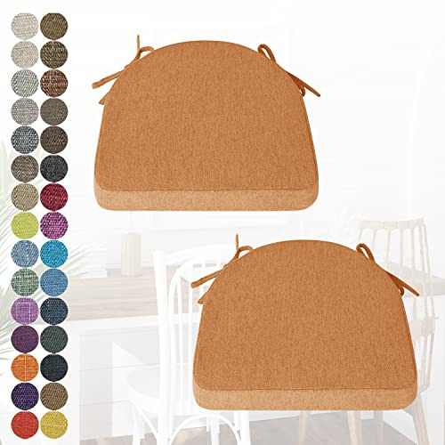 Set di 2 cuscini semicircolari per sedie con clip per sala da pranzo, cuscini antiscivolo lavabili con cerniera per interni, casa, ufficio, cucina (40 cm)