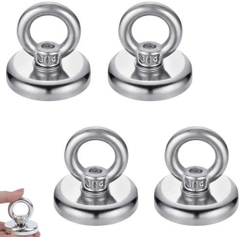 sinzau Ganchos magnéticos, 4 unidades de imanes de neodimio, 32 mm, imanes de neodimio, gancho magnético con gancho, para frigoríficos, cocinas, garajes, campamentos