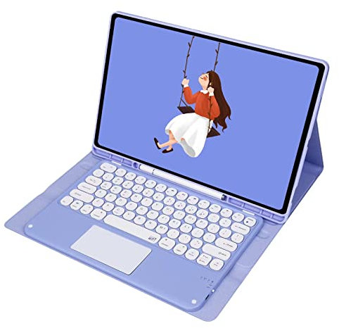 JZCZMCE Custodia con Tastiera per Samsung Galaxy Tab A7 10.4'' 2022/2020 (SM-T500/T505/T507), Tastiera Wireless Staccabile con Touchpad Intelligente, Custodia Sottile con Supporto per S Pen,Viola