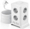 5 M Prese di corrente multiple con interruttore, scomparto 8 con 4 USB, protezione contro le sovratensioni, cavo di prolunga da, prese di corrente multiple per casa, ufficio F (Schuko)