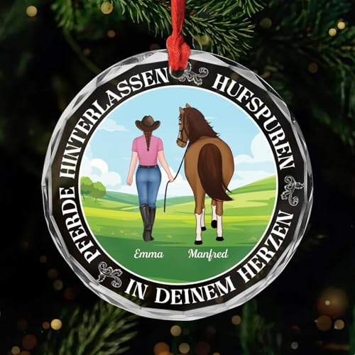 Geschenke Mall Personalisiertes Ornament - Pferde Hinterlassen Hufspuren In Deinem Herzen - Weihnachtsbaumschmuck Pferd, weihnachtskugeln Pferd, deko (Modell #1)