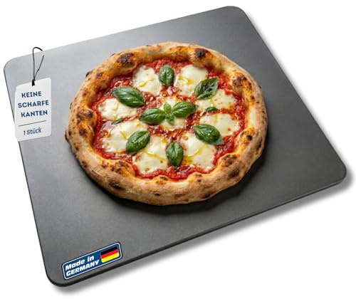 EWH Backstahl 40 x 30 cm - 6 mm Stärke - Keine scharfen Kanten - Pizzabackstahl für Backofen und Grill - Made in Germany (40 x 30 cm in 6 mm)
