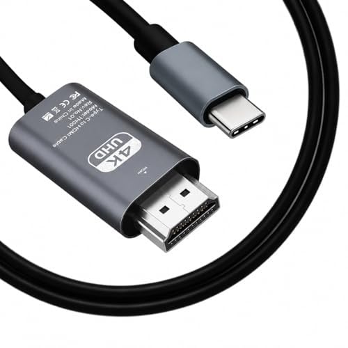 JiangZShangM 4K Câble USB C vers HDMI 2m, USB C Hdmi Cable 4k Compatible DisplayPort Alt Mode, Câble USB Type C vers HDMI pour Écran Externe, Câble USBC pour Bureau, Films et Jeux