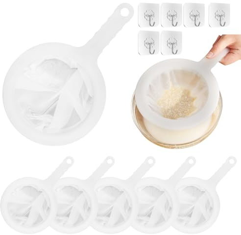 Yooyan Sieve Set 6 Pieces Fine, Ultrafine Nylon Fine Sieve Kitchen with Handle, 80/100/120/200/300/400 Mesh, Fine Sieve for Juice, Milk, Soy Milk, Wine, Coffee