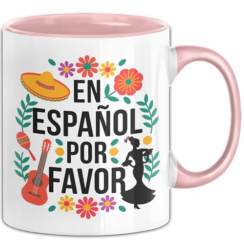 Spanischlehrer Unterricht Tasse Geschenk Lustige Geschenkidee Spruch En Español Por Favor (Rosa)