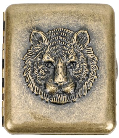 KICHOUSE Metal Cigarette Case with Flipping Cover, Sturdy Alloy Cigarette Storage Box with Embossed Pattern, Portable 20pcs Holder Suitable for Smokers