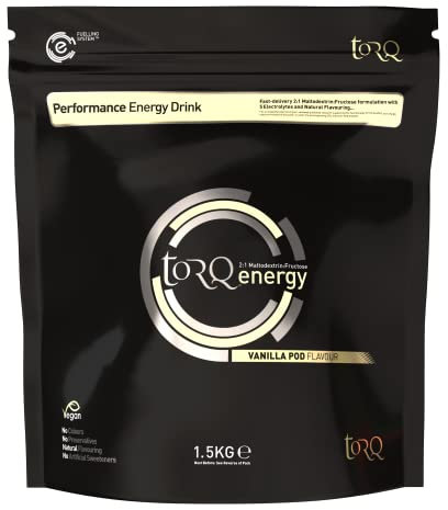 TORQ Flavoured Electrolyte Powder - Natural Vanilla Pod Isotonic Hydration Powder with Electrolytes Drink | Fast Delivery Energy Drink with High Carbohydrates and Sodium | 45 Single Servings
