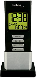 Technoline DreamMate Wecker mit Einschlaffunktion, Kunststoff, Schwarz, 7.8 x 4.4 x 14.3 cm, 16