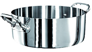 Pentole Agnelli Linea 1907 Casseruola Bassa con 2 Maniglie, Alluminio, Argento, 24 cm