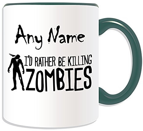 UNIGIFT Tasse mit Aufschrift I'd Rather Be Killing Zombies, personalisierbar, mit gruseligem Design, Farbe des Tieres – Evil Outbreak Undead Walking Dead Voodoo Bloody Apocalypse Logo Gun Rifle