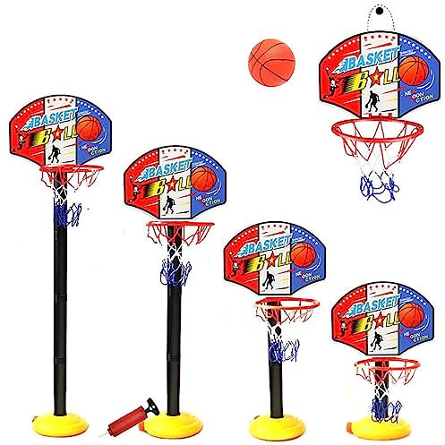 Kids Children Portable Basketball Hoops Set Stands Adjustable Height with Inflator Toys Outdoor Summer Garden Beach Sports Accessory