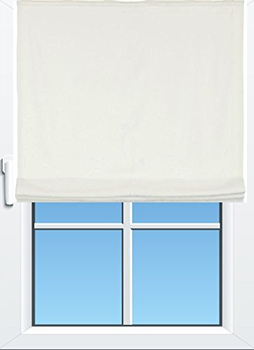 Horn Textiles Verdi halbtransparent wollweiß Raffrollo, 100 cm x 145 cm | Raffgardine (120x145cm)
