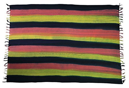 Ciffre Original Yoga Sarong Pareo Wickelrock Strandtuch Rund ca 170cm x 1110cm Handtuch Schal Kleid Wickeltuch Wickelkleid Streifen Bunt Blickdicht + Schnalle