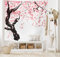 ABAKUHAUS japanisch Wandteppich, Kirschblütenbaum aus Weiches Mikrofaser Stoff Waschbar ohne Verblassen Digitaldruck, 150 x 110 cm, Schwarz Rosa
