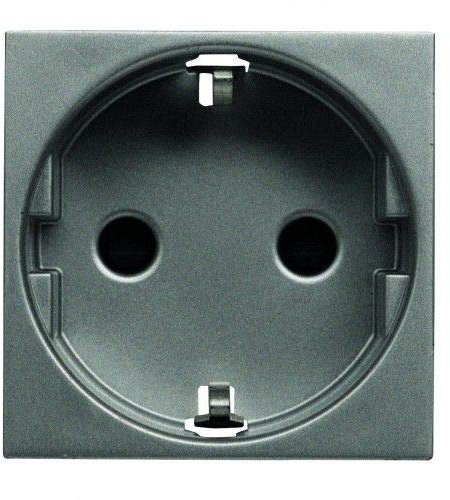 CABLEPELADO Base de enchufe Schuko Niessen Zenit | Base schuko con dispositivo seguridad y embornamiento a tornillo | 16 A 250V | N2288AN | 45x45 mm | 1 elemento | Acabado Antracita | Niessen Zenit