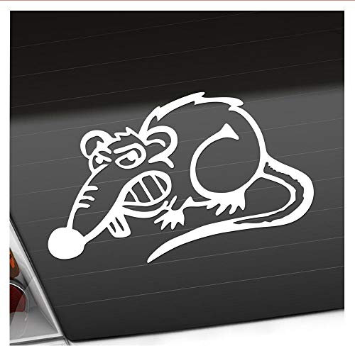 Kiwistar - Autoaufkleber - Ratte Rat Rost Comic - Weiss - 17x10cm - Heckscheibe Auto Aufkleber wetterfest für Kfz LKW Mofa Truck - Sticker außen selbstklebend Tuning Zubehör für Fenster Fahrzeug
