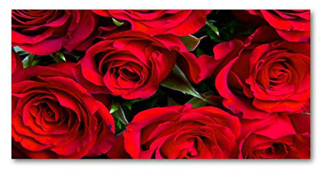 Tulup Peinture sur Verre trempé 140x70 décoration Murale Tableau Image - Roses Rouges