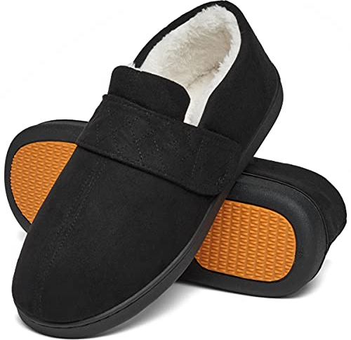 Mishansha Warme Hausschuhe Herren Winter Pantoffeln Herren Hausschuh Männer Memory Foam Slippers Geschlossen Fell Hauspantoffeln Rosine Schwarz,Gr.44