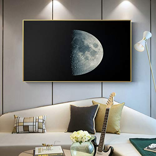 N / A Dekorative Drucke aus Leinwand Lunar Eclipse Schwarz-Weiß-Leinwand Malerei Wandbilder für Wohnzimmer Poster Moderne Wohnkultur Landschaft Poster und Druck 24x32inch