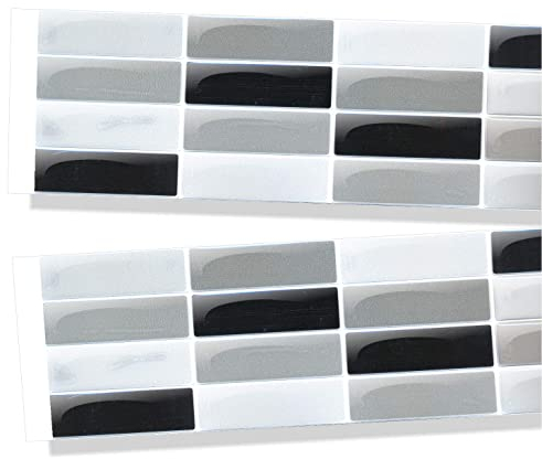 vie Cenefa Adhesiva Gris Cocina 8 cm ancho, Con relieve tipo mosaico. Adhesivos 3d