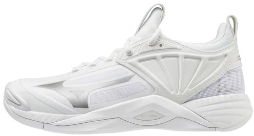 Mizuno Damen Women's Wave Momentum 2 Volleyball-Schuh, Weiß/Silber, 42.5 EU
