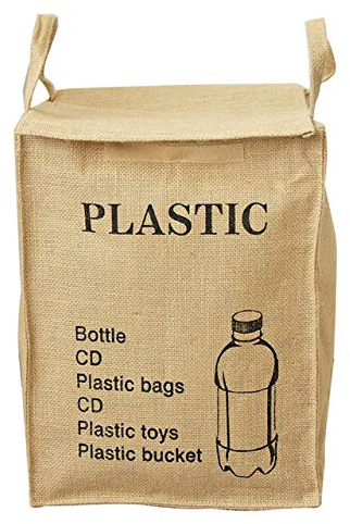 Sacs de recyclage en toile de jute pour la maison, la cuisine, le bureau - Style naturel - Poubelle de tri - Paniers de recyclage