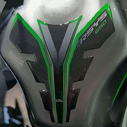 Resin Bike Adhesivos de Moto Compatibles con Kawasaki Versys 650 2017-2020 Verde Metal. Protector de Depósito de Moto de Choques y Arañazos de Moto. Adhesivo 3D Resinado - Made in Italy