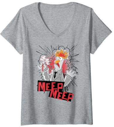 Womens Disney The Muppets Beaker Meep Meep V-Neck T-Shirt