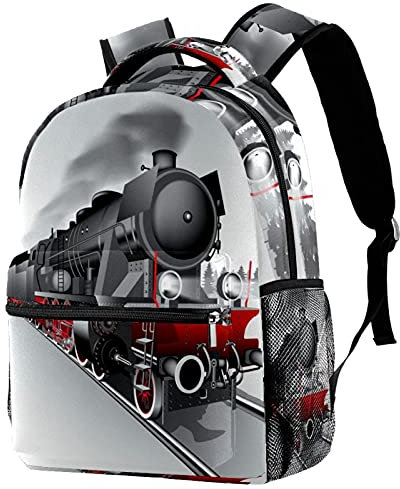 Freizeit Campus Reiserucksäcke, Eisenbahn Zug Retro Taschen mit Flaschenhalter für Mädchen Jungen